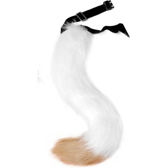 🆕 Halloween White Faux Fur Cat Fox Ears Headband Wolf Tail Party Costume Adult - Picture 2 of 4